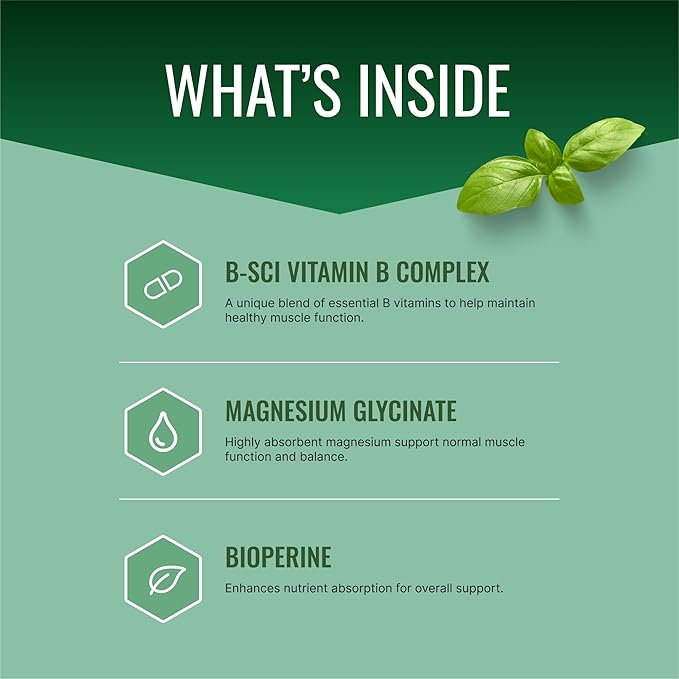 Approved Science Cramprin - High Absorption Magnesium Vitamin B Complex BioPerine - Muscle Cramps - 3 Month Supply - 180 Tablets - Vegan