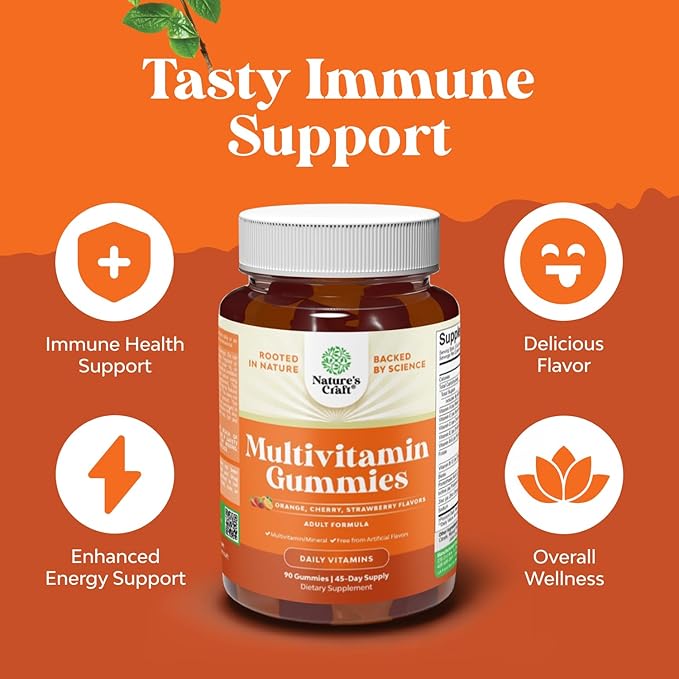 Bundle of Potent Daily Multivitamin Gummies for Adults and Natural Cranberry Gummies for Women and Men - Wellness Blend of Vitamin D A C E B12 Zinc and Biotin - Extra Strength Delicious Antioxidant