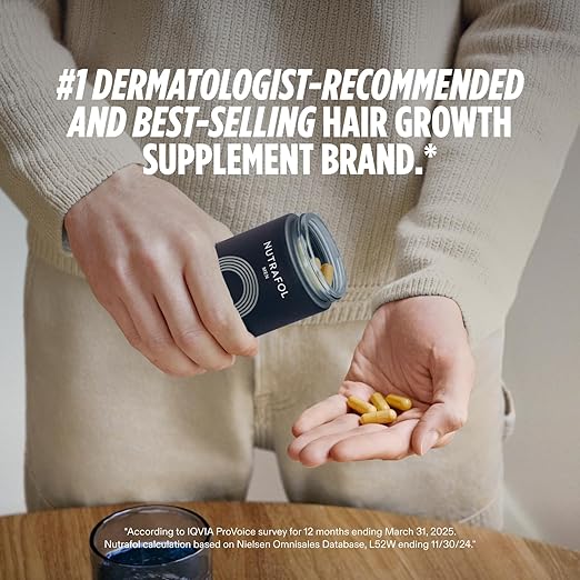Nutrafol Men's Hair Growth Supplements Clinically Tested for Visibly Thicker Hair and Scalp Coverage Dermatologist Recommended - 1 Month Supply
