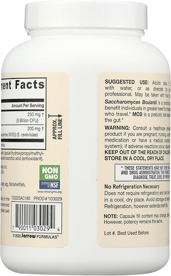 Jarrow Formulas Saccharomyces Boulardii Probiotics + MOS 5 Billion CFU Probiotic Yeast &amp Nature's Bounty Acidophilus Probiotic Daily Probiotic Supplement Supports Digestive Health 1 Pack