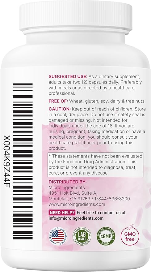 Micro Ingredients Probiotics for Women 100 Billion CFU 120 Veggie Capsules | 40 Strains Womens Probiotic Blend with Cranberry D-Mannose &amp More | pH Balance Urinary Tract &amp Gut Health Suppor