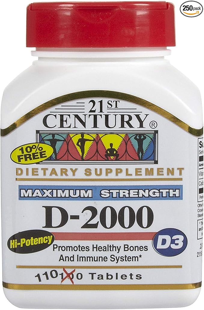 21st Century Vitamin D-2000 Tablets - 110 ct Pack of 5