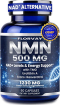 NMN NAD Supplement with Resveratrol – 1230mg Multi-Ingredient NMN Formula with TMG Urolithin A &amp Quercetin Daily Capsules for Women &amp Men mnm Supplement 60 Count