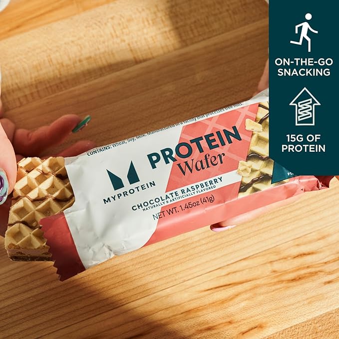 Myprotein Protein Bars Crispy Protein Wafers 15g High Protein Snacks Box of 10 Chocolate Raspberry Wafers Packs Milk &amp Whey Protein Isolate Light &amp Crunchy