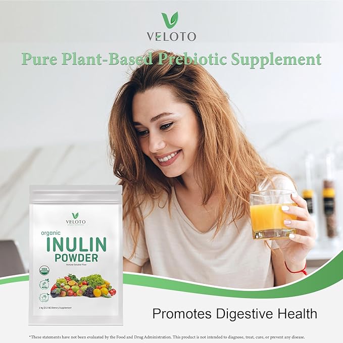 Organic Inulin Powder – Prebiotic Fiber Supplement for Smoothies &amp Drinks 2.2 lb Flavorless Water Soluble Vegan &amp Non-GMO