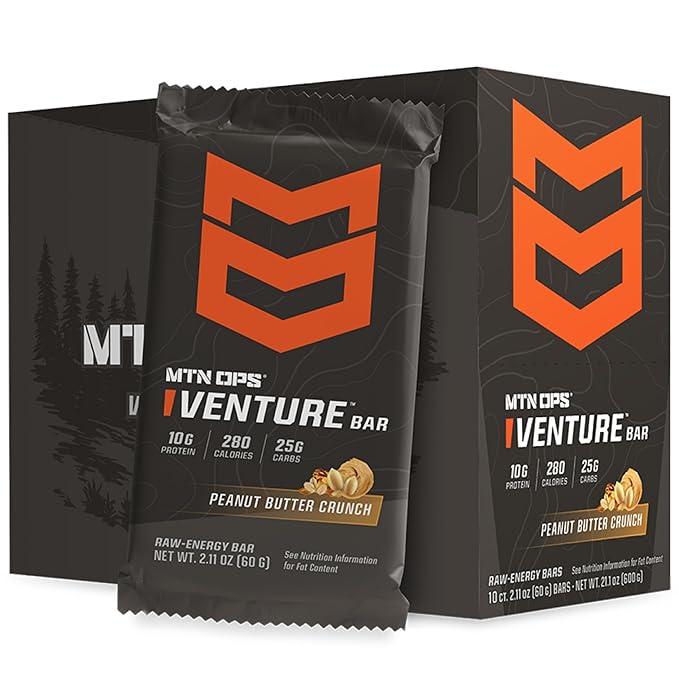 MTN OPS Protein Bars – Energy Snack with 10g Protein Gluten-Free Peanut Butter Venture Bar for Hiking &amp On-the-Go Fuel 10 Bars