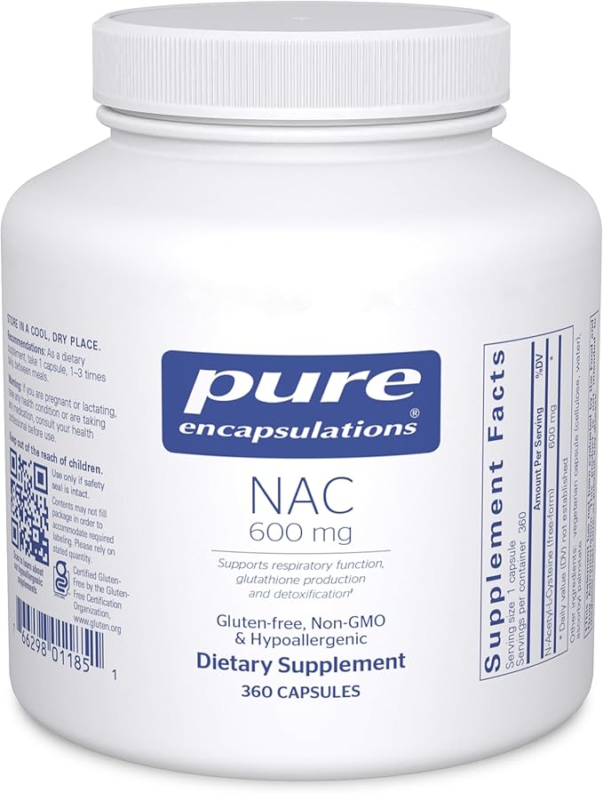 Pure Encapsulations NAC 600 mg - N-Acetyl Cysteine NAC Supplement for Lung Health &amp Immune Support Liver Support &amp Antioxidants* - with Freeform N-Acetyl-L-Cysteine - 360 Capsules