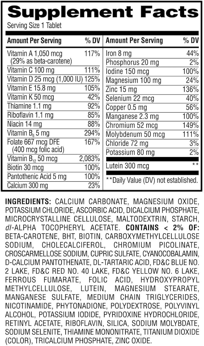 Equate Complete Multivitamin for Women 50+ Daily Multimineral Supplement Tablets 200 Count Sticker
