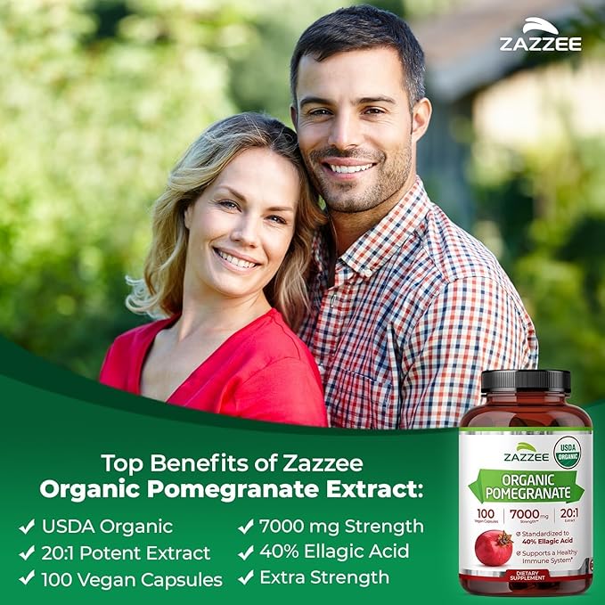 Zazzee Organic Polyphenol Anti Aging Bundle | Antioxidant Rich Blueberry Extract and Super Concentrated Pomegranate Extract Capsules | Non-GMO Vegan &amp ISO Lab Tested