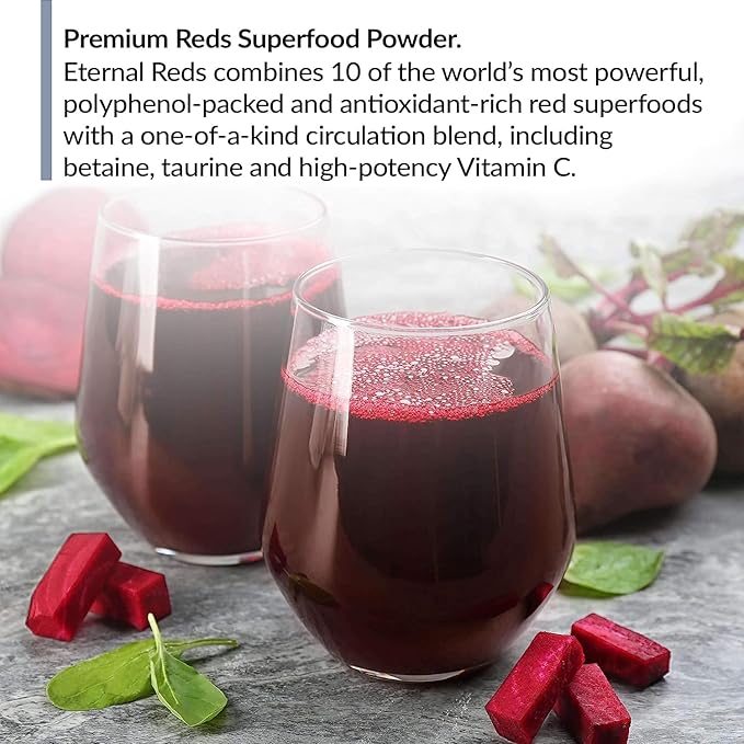 BioTrust Eternal Reds Red Superfoods Powder Support for Heart Health and Circulation Energy Stamina No Added Sugar or Caffeine Naturally Flavored and Sweetened Berry Flavor (30 Servings)