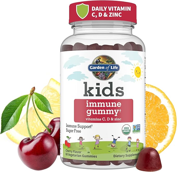 Garden of Life Kids Immune Support Gummies Cherry Flavor 30 Pack + Probiotics for Kids Cherry Flavor Gummies 30 Count