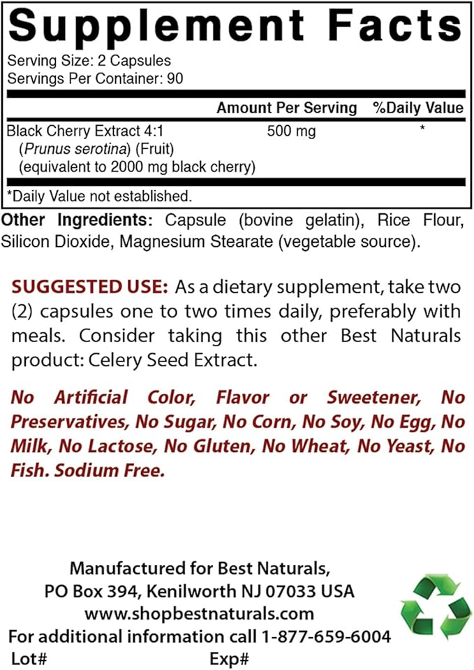 Best Naturals Black Cherry 1000 Mg &amp Vitamin K2 (MK7) with D3