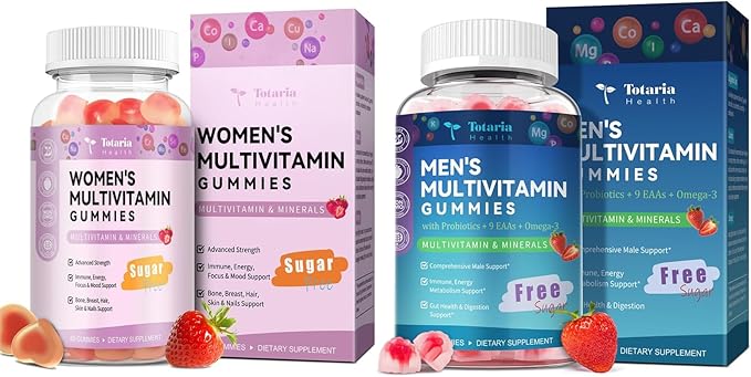 Totaria Multivitamin Gummies for Women &amp Men Bundle Strawberry Flavor