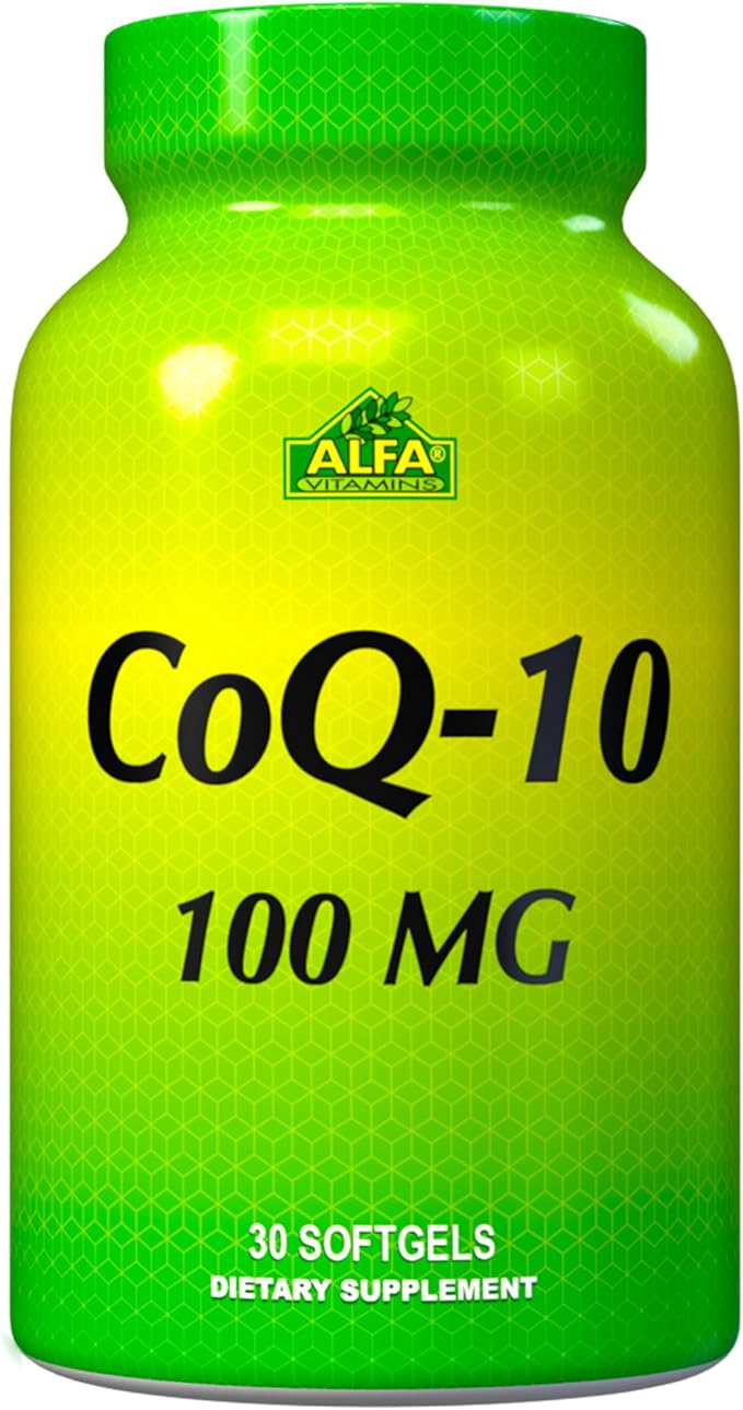 ALFA VITAMINS CoQ10 with 100 Mg - Natural Nutrient Known as Coenzyme Q-10 Ubiquinone. Promotes Heart Support - Healthy Antioxidant - Healthy Energy Levels - 30 Softgels