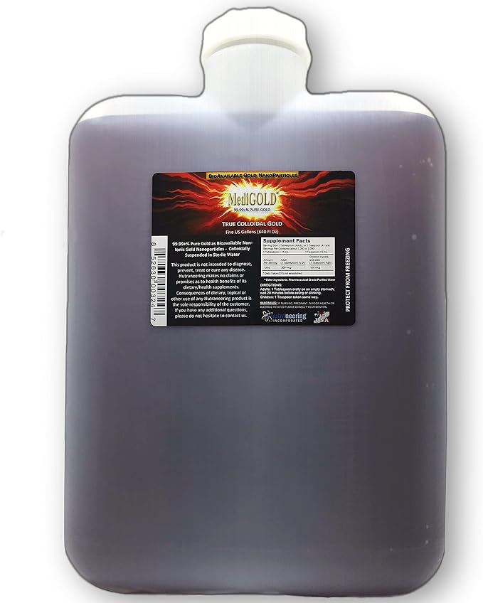 MediGOLD® True Colloidal Gold AuNP Nutritional Supplement - 5 Gallons in Plastic Carboy