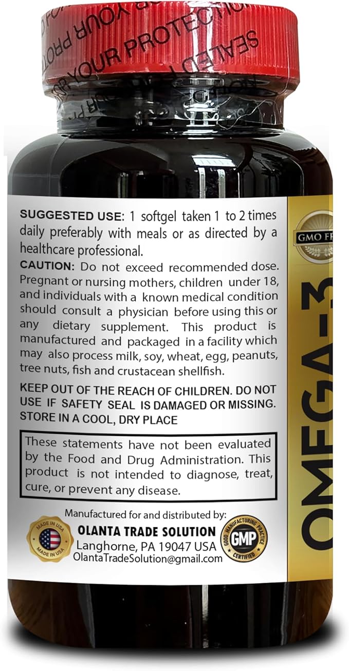 Fish Oil Omega 3 Supplements - Healthy functionality Support Memory and Eyes Support Omega 3 Supplement Wild-Caught Fish Oil - 2 Bottles 120 Capsules