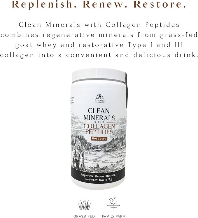 Mt. Capra Clean Whey Protein (Vanilla Bean) and Clean Minerals with Collagen Peptides (Hot Cocoa)