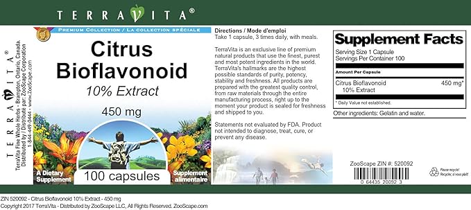 Citrus Bioflavonoid 10% - 450 mg (100 Capsules ZIN: 520092) - 3 Pack