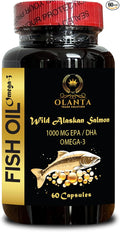 Omega-3s for Joint Health Support | Wild-Caught Alaskan Salmon | Support Skin Health &amp Immunity | | EPA and DHA Fatty Acids - 1 Bottle 60 Capsules