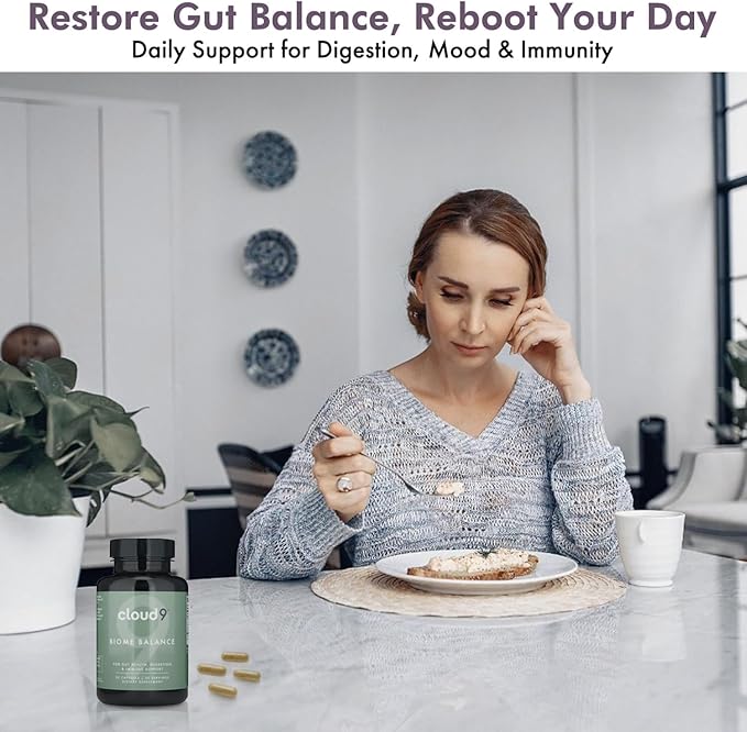 Cloud9 Biome Balance – 13-Strain Probiotic for Gut Mood &amp Immune Support – 20 Billion CFU – Vegan Dairy-Free Shelf-Stable – Made in USA- 30 Capsules