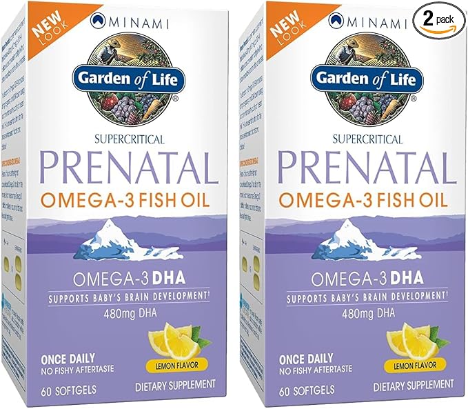 Garden of Life Prenatal DHA Omega 3 Fish Oil Supplement - Minami Natural PrenatalLemon60 Softgels(Pack of 2)