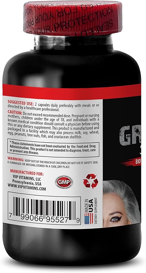 Gray hair reversal for women and men - GRAY HAIR REVERSE COMPLEX - Biotin Vitamin B-6 PABA Fo-Ti Root Powder Catalase Complex Stinging Nettle Root Barley Grass Juice 2 Bottles 120 Capsules