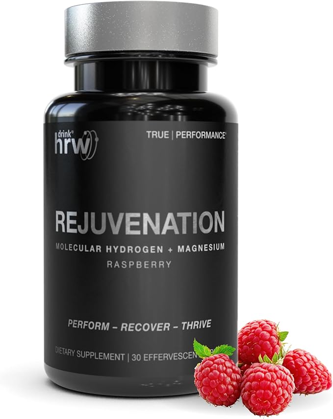 DRINK HRW Rejuvenation Molecular Hydrogen Water Tablets: 12 ppm H2 Patented USA Made IHSA-Certified Hydrogen &amp Magnesium Supplement. Supports Energy Recovery Cognitive Function (Raspberry 30