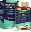 25-in-1 Magnesium Complex with Methylated B Complex Magnesium Glycinate Citrate Malate Taurate Gluconate Aspartate Carbonate D3 K2 Magnesium Supplement for Relaxation Energy &amp Nerve 120 Vegan Ca