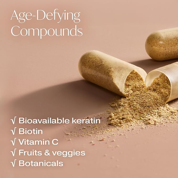 The Big Glow (60 Capsules) - for Healthy Hair Skin and Nails - Supports Collagen Production and Healthy Aging -Includes Keratin Biotin Vitamin C and Botanicals