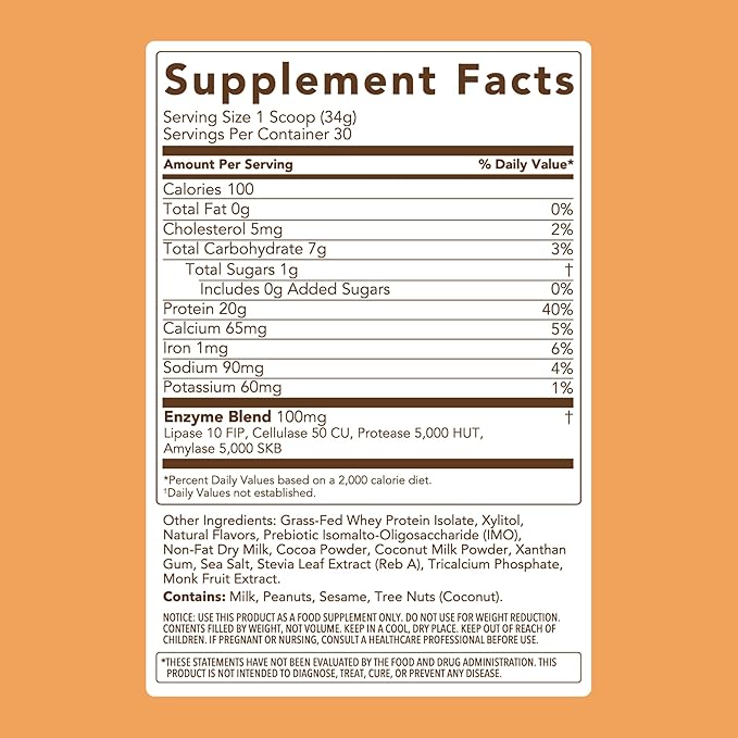 Clean Simple Eats Whey Protein Powder Chocolate Peanut Butter Flavor Naturally Sweetened 100% Grass Fed Protein Powder with Digestive Enzymes &amp No Artificial Ingredients Gluten Free 30 Serving