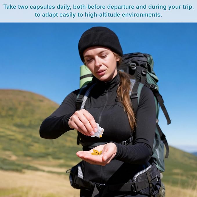 Altitude Sickness Prevention - Altitude Pills for Ski Hike &amp Mountain Trips - with Vitamin C &amp Ginkgo Leaf Extract for Oxygen &amp Energy Balance 100 Capsules
