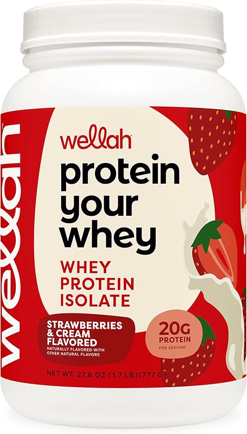 Wellah Protein Your Whey (30 Servings Strawberries and Cream) Whey Protein Isolate (WPI)