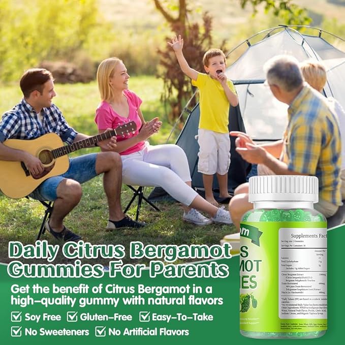 Citrus Bergamot 1500mg Citrus Bergamot Gummies for Healthy Cholesterol Bergamot Supplements 25:1 Extract from Italy Bergamot Resveratrol &amp Niacin - Gluten Free 120 Count