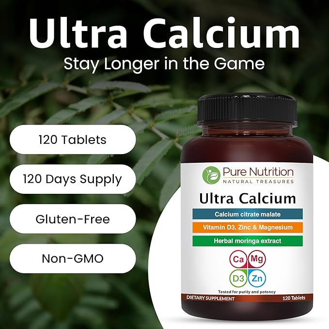 Pure Nutrition Vitamin D3 K2 + Ultra Calcium | Plant-Based D3 from Lichen | 120 Tablets Each