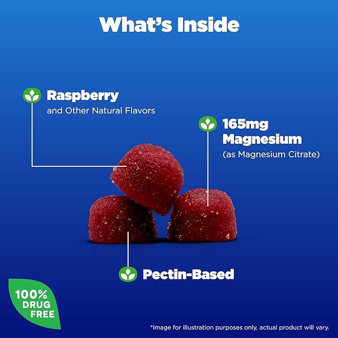 Natrol Magnesium Citrate High Absorption Magnesium Supplement for Mood and Stress Helps Calm The Mind and Relax The Body 60 Raspberry-Flavored Gummies Up to a 30 Day Supply