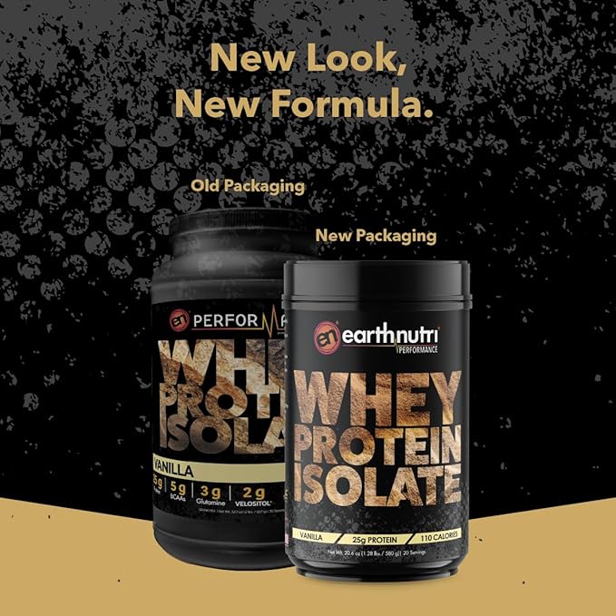 EarthNutri - Whey Isolate Protein Powder - Post Workout Recovery Powder for Muscle Recovery &amp Growth - 25g Protein - Easily Digestible - Non-GMO &amp Gluten-Free - Vanilla Flavor - 20 Servings(1.