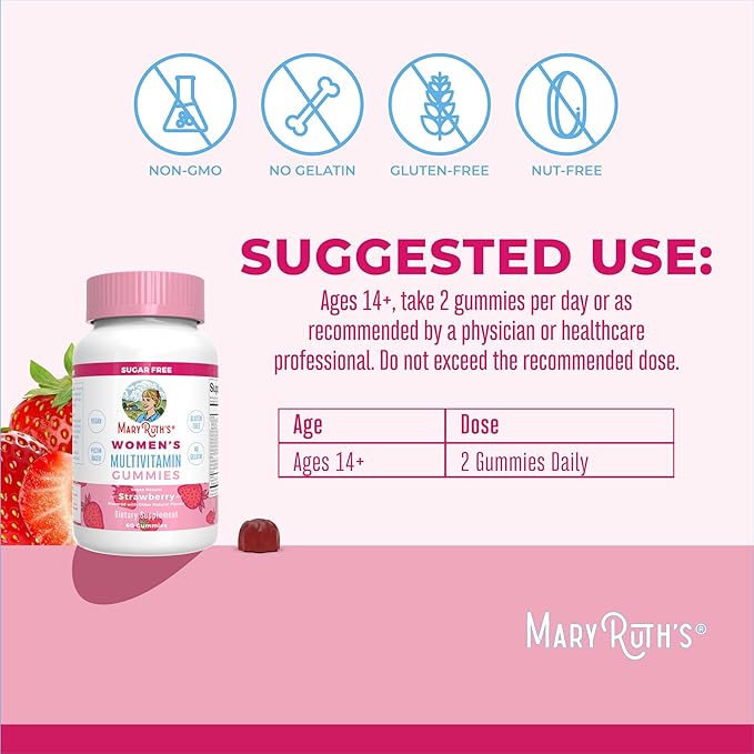 MaryRuth's Multivitamin Gummies for Women (Strawberry) &amp Liquid Nighttime Multimineral (Coconut 15.22oz) | Clean Label Project Verified® | USDA Organic &amp Vegan | Beauty Sleep &amp Overall