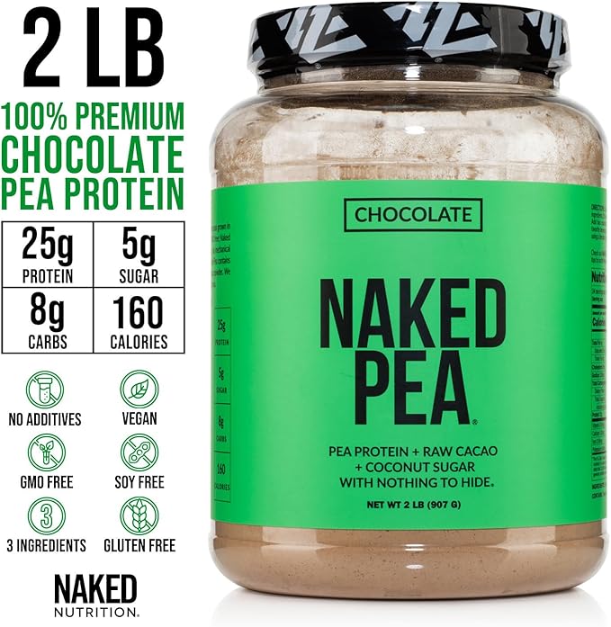 NAKED Chocolate Pea Protein Isolate 2LB Pure Micronized Creatine Monohydrate 500g (100 Servings) – Vegan Bulk Non-GMO Gluten Free Soy Free