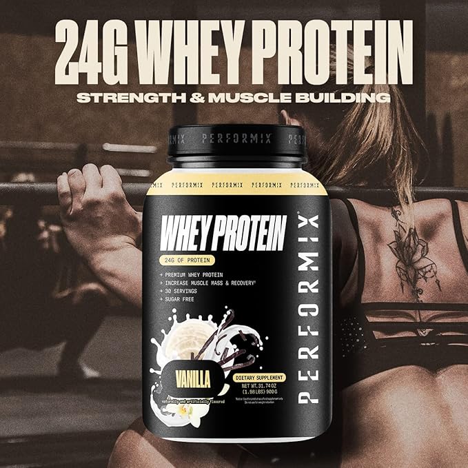 PERFORMIX - Whey Protein Isolate Blend - 24g of Protein - 5.4g of BCAAs - 110 Calories - Muscle Building &amp Post Workout Recovery - 100% Whey Protein Powder - 1.98 lbs - 30 Servings - Vanilla