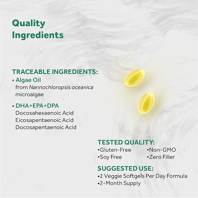 Naturalis Vegan Omega 3 DHA EPA &amp DPA from Algae | Vegan Society Certified Sustainably Sourced True Full Spectrum | 120 Veggie Softgels (Carrageenan Free)