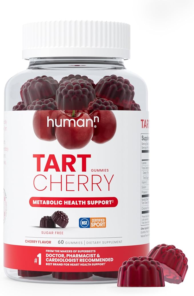 Humann Tart Cherry Gummies - Uric Acid Immunity Inflammation &amp Metabolic Health Support – NSF Certified Sport Powerful Antioxidant &amp Non-GMO - from Maker of SuperBeets - 60 Sugar-Free Vegan