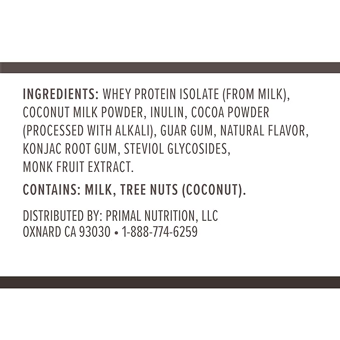 Primal Kitchen Primal Fuel Chocolate Coconut Whey Protein Powder Gluten and Soy Free 1.94 Pounds