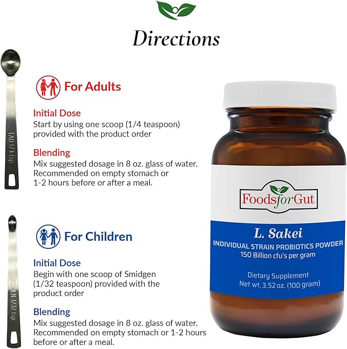 Lactobacillus Sakei Probiotic Powder 150 Billion cfu's | Made in USA | No Additives | Direct from Manufacturer | No Third-Party Storage | Sinus and Sinusitis Relief | L. Sakei | 100 Grams (3.52 Oz)