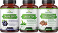 Anti Aging Healthy Heart Support Bundle | Antioxidant Rich Super Concentrated Grape Seed Extract with EGCG Green Tea Extract and French Maritime Pine Bark Capsules | Non-GMO Vegan &amp ISO Lab Tested