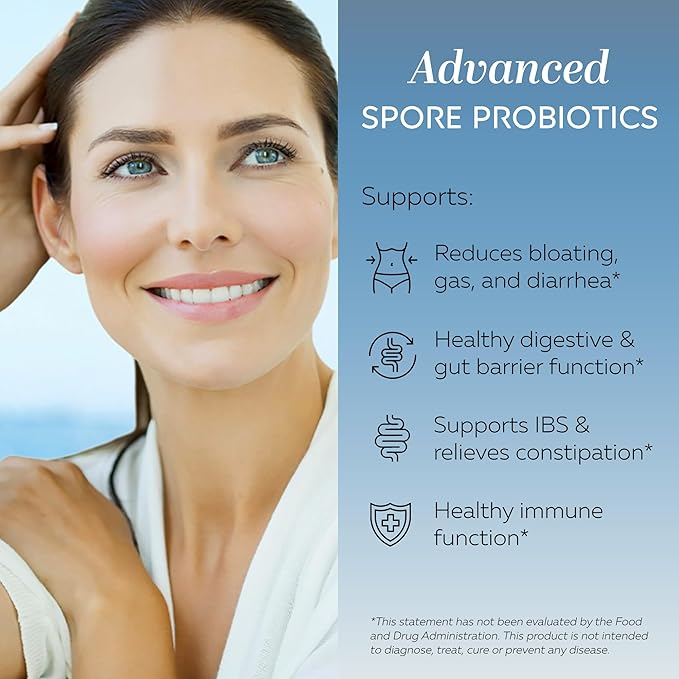 RESTORE Limited Edition | Digestive Probiotics &amp Antioxidant Daily Supplement | Supports IBS &amp Gut Health | 4 Clinically Proven Strains with 3 Spore-Based Probiotics | 60 Caps | 30 Day Supply