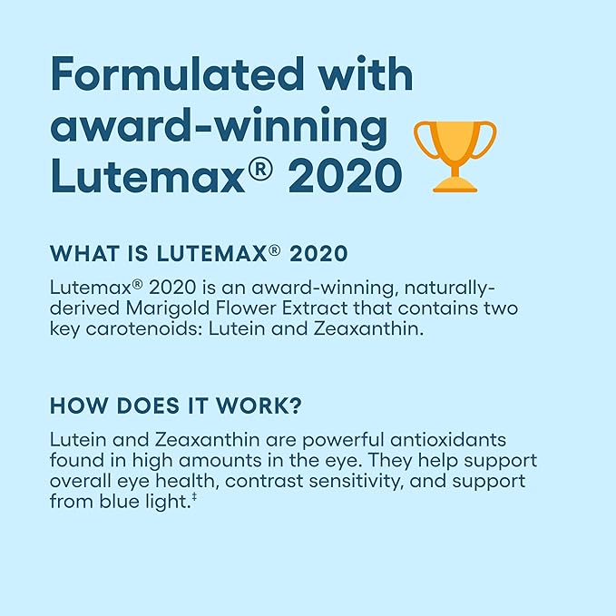 Physician's Choice Eye Health - Lutein Zeaxanthin &amp Bilberry Extract - Supports Eye Strain Dry Eyes and Vision Health - 2 Award-Winning Clinically Proven Eye Vitamin Ingredients - Carotenoid Bl