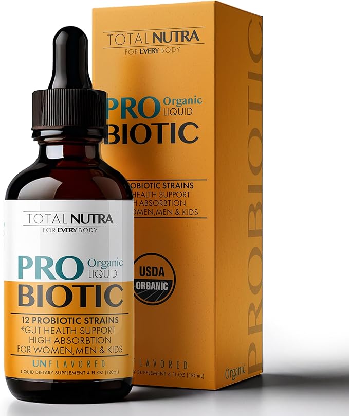 Liquid Probiotic for Women Men Kids Toddler Probiotic: USDA Organic Probiotics Vegan Probiotic Liquid &amp Alfalfa Blend + Acidophilus for Gut Health Dairy Gluten Sugar Free Non-GMO Oral Probio