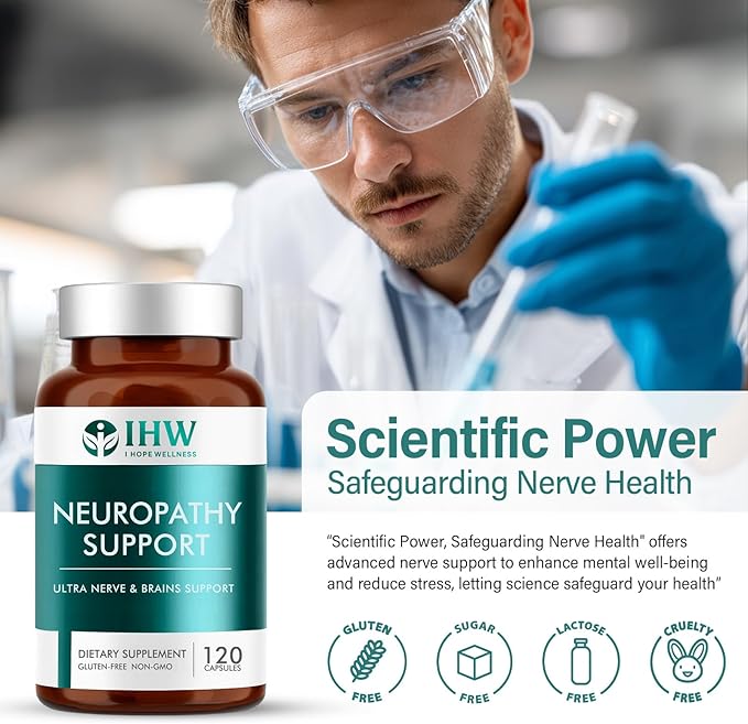 IHW Nerve Savior for Neuropathy 120 Capsules Neuropathy Supplements with 600 Mg Alpha Lipoic Acid &amp B Vitamins Fortifying Nerves in Fingers Hands Toes &amp Feet Peripheral Relief Support