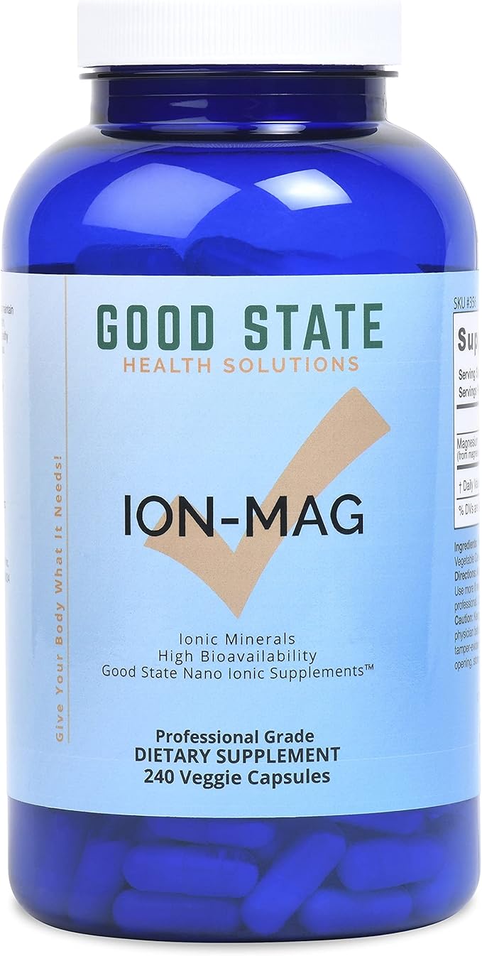 Good State | ION-MAG - Ionic Magnesium Chloride Supplement | Men/Women's Nano Ionic Magnesium Chloride Supplement | (115mg Each) (240 Veggie Capsules)