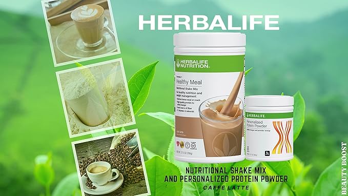 HERBALIFE (Duo) Formula 1 Healthy Meal Nutritional Shake Mix (Cafe Latte) with Personalized Protein Powder